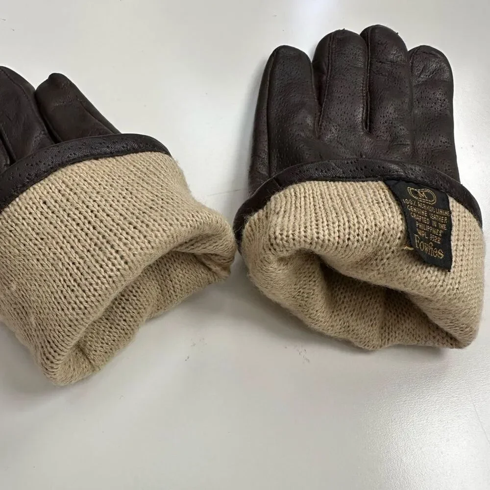 Vintage Fownes Brown Leather Gloves size Medium - Women's